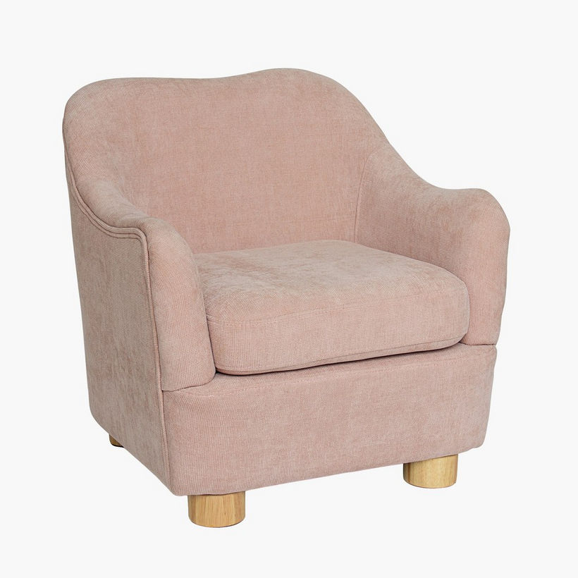 Ivory Curve Kids Armchair with Stool - Image 4
