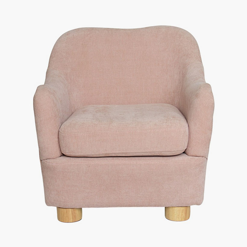 Ivory Curve Kids Armchair with Stool - Image 5