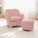 Ivory Curve Kids Armchair with Stool - Image 11
