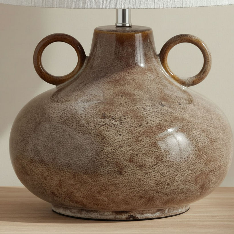 Elinor Glazed Ceramic Table Lamp with Linen Shade - 43.5 cm - Image 5