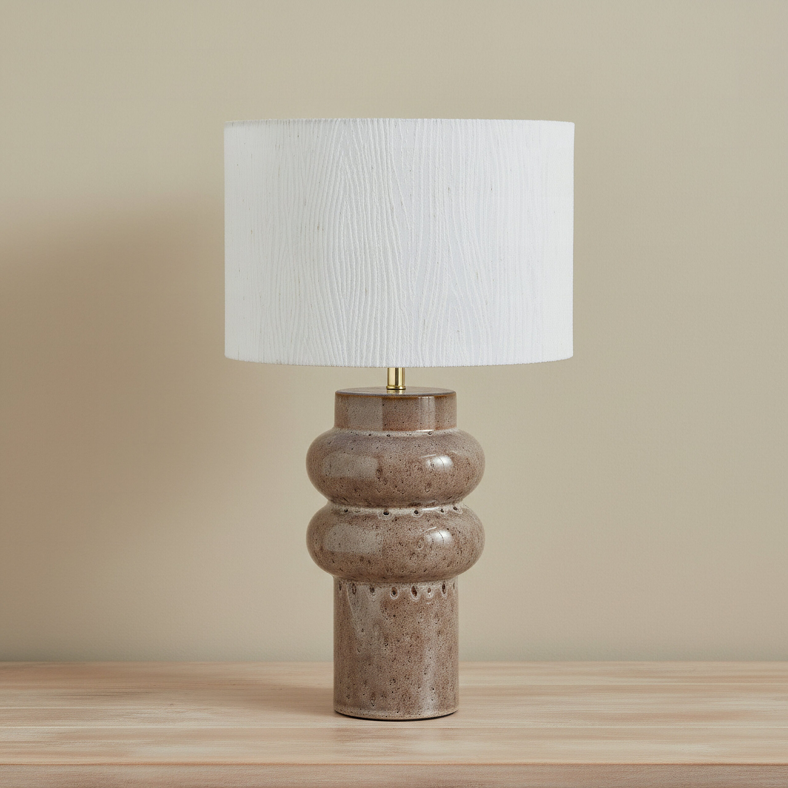 Elinor Glazed Ceramic Table Lamp with Linen Shade - 55.5 cm