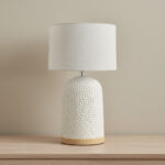 Elinor Ceramic Table Lamp with Linen Shade - 55 cm