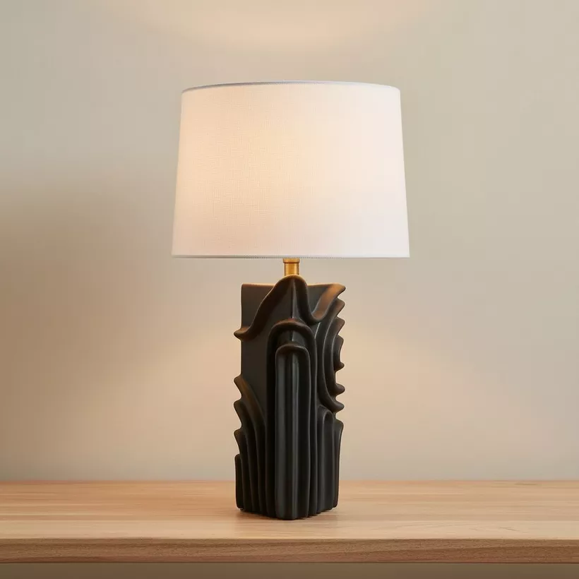 Elinor Ceramic Table Lamp with Linen Shade - 43.5 cm - Image 3