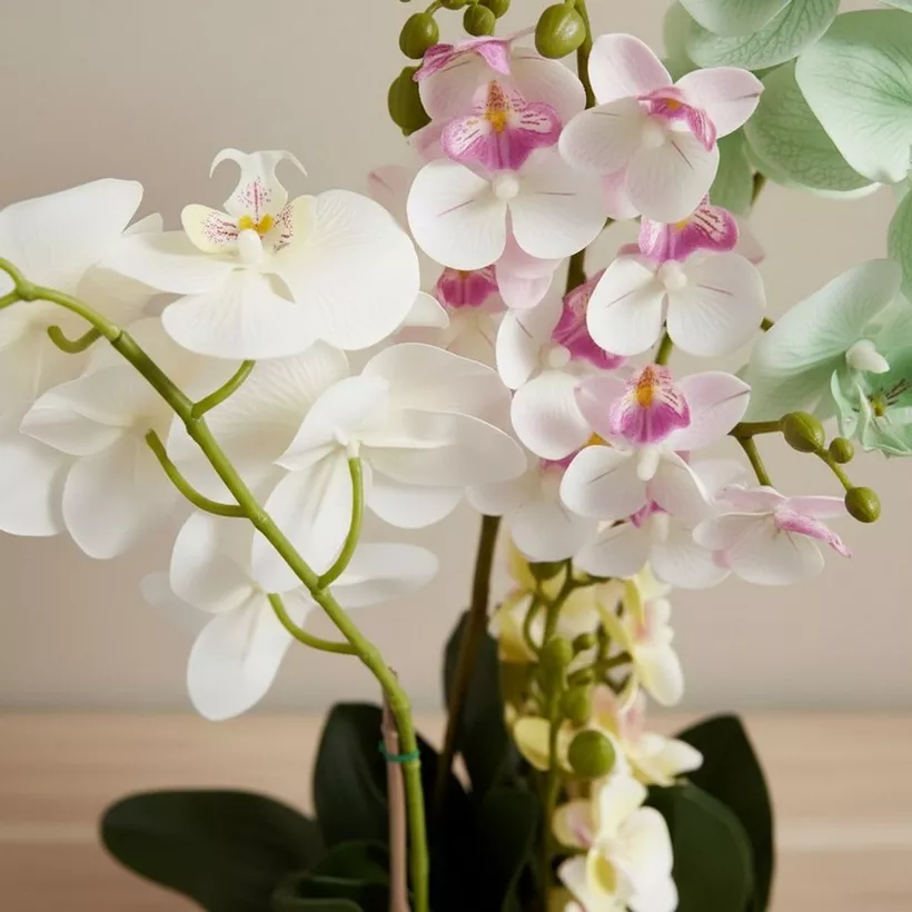Areos Artificial Orchid Plant in Ceramic Pot - 50 cm - Image 3