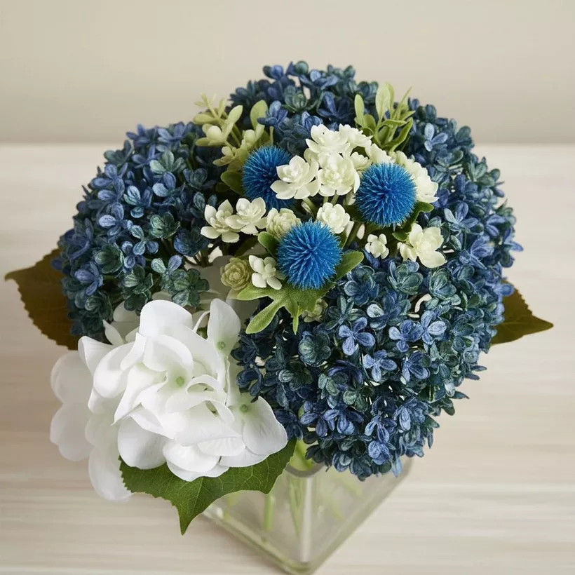 Areos Artificial Fake Water Potted Flower in Glass Pot - 30 cm - Image 3