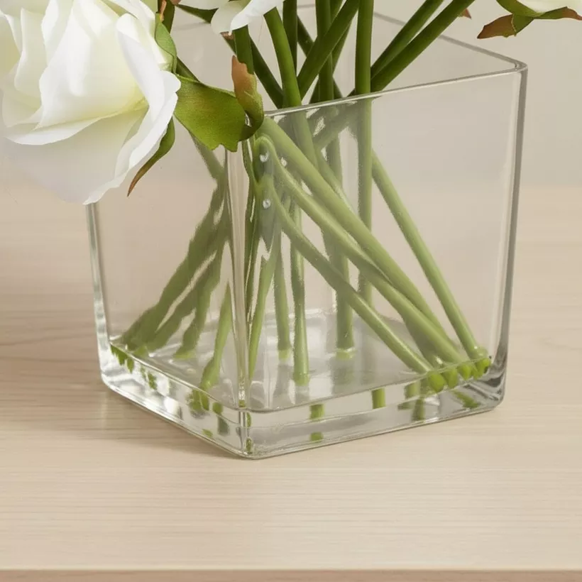 Areos Artificial Fake Water Potted Flower in Glass Pot - 24 cm - Image 4