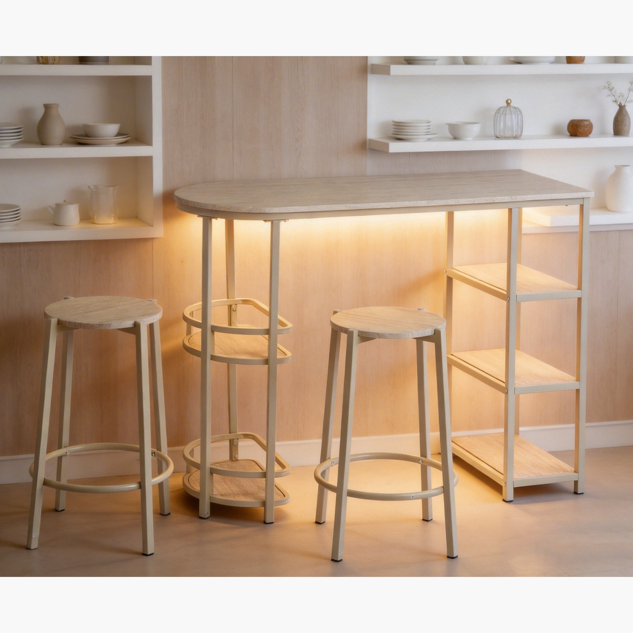 Movo Jazz 2-Seater Travertine High Table Set