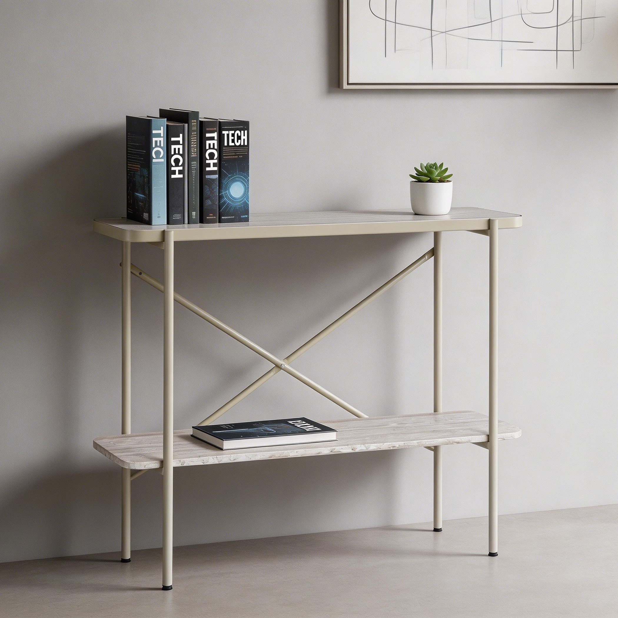 Movo-Shelly 2-Tier Bookshelf with Metal Frame