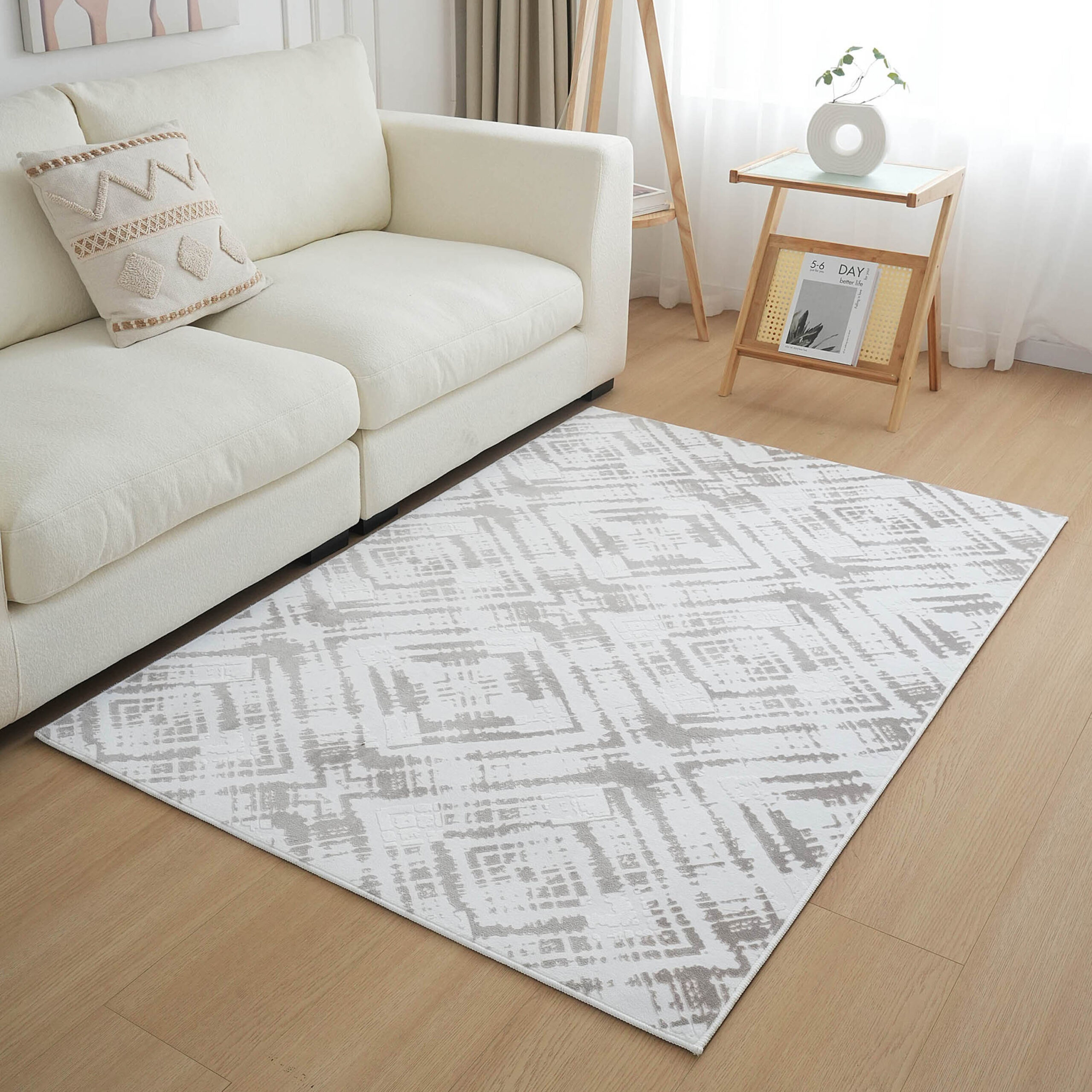 Ontario Dimo Stripes Printed Flannel Rug - 110x160 cm
