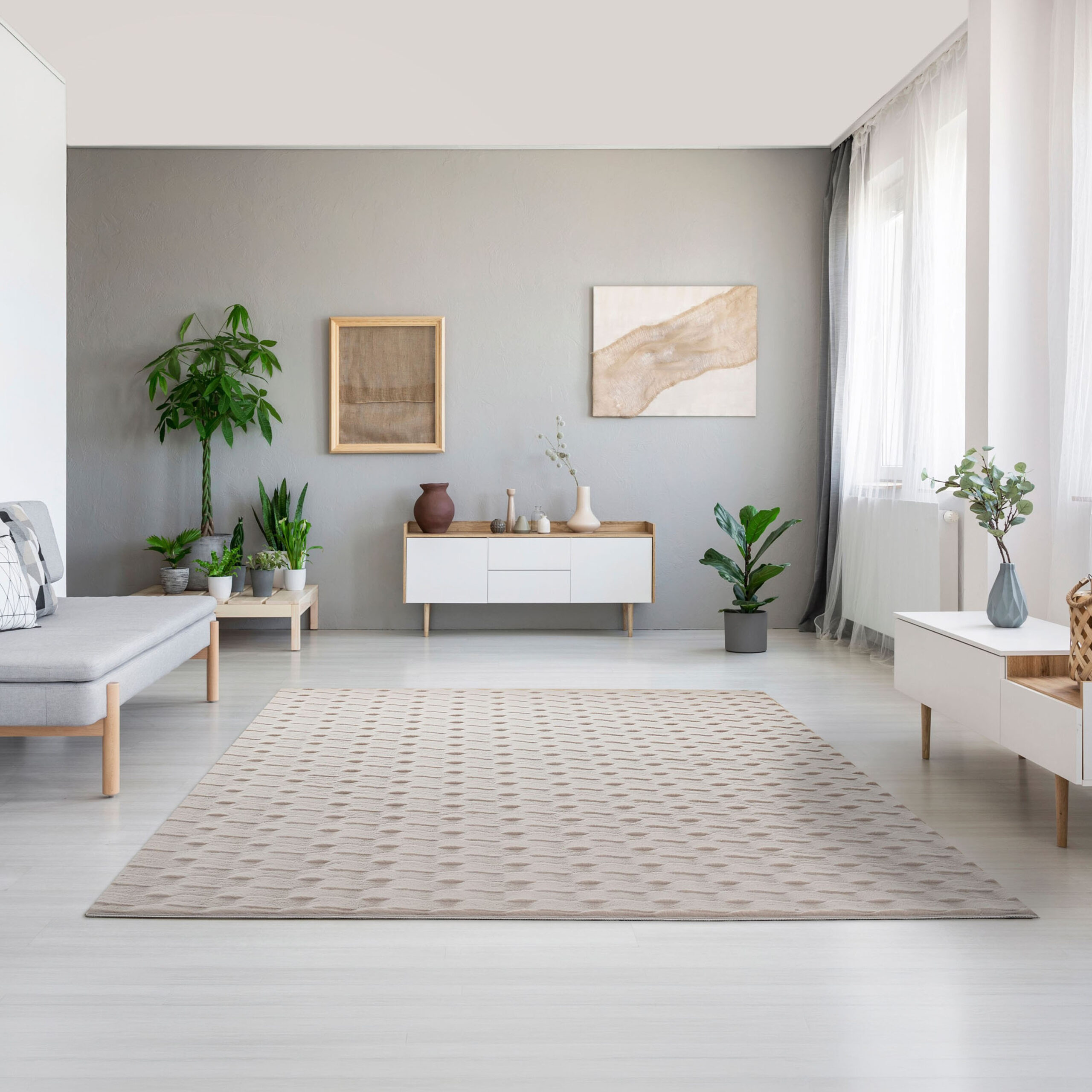 Zara Soro Jacquard Rabbit Fur Rug - 200x300 cm