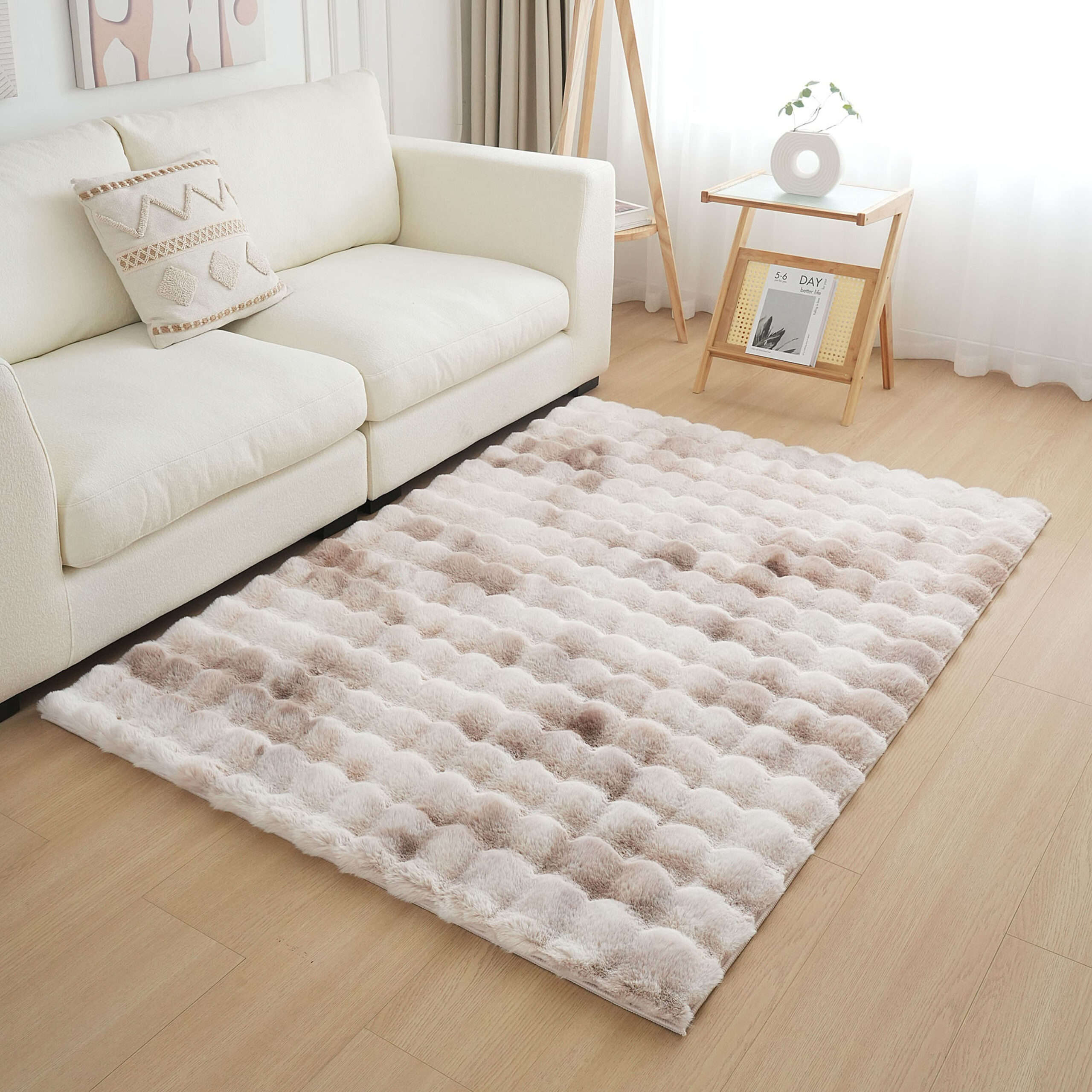 Timmy Bubble Rabbit Fur Printed Rug - 120x170 cm