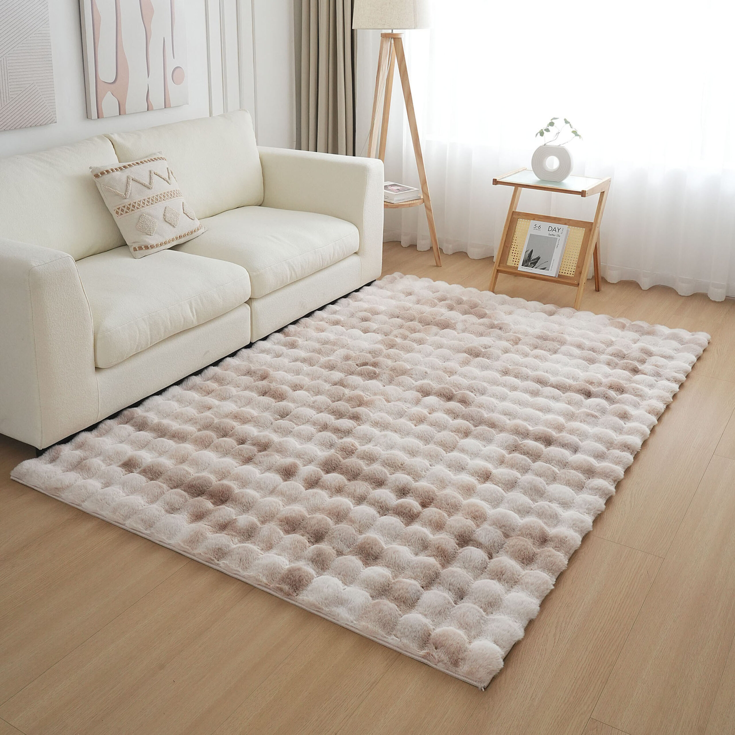 Timmy Bubble Rabbit Fur Printed Rug - 150x220 cm
