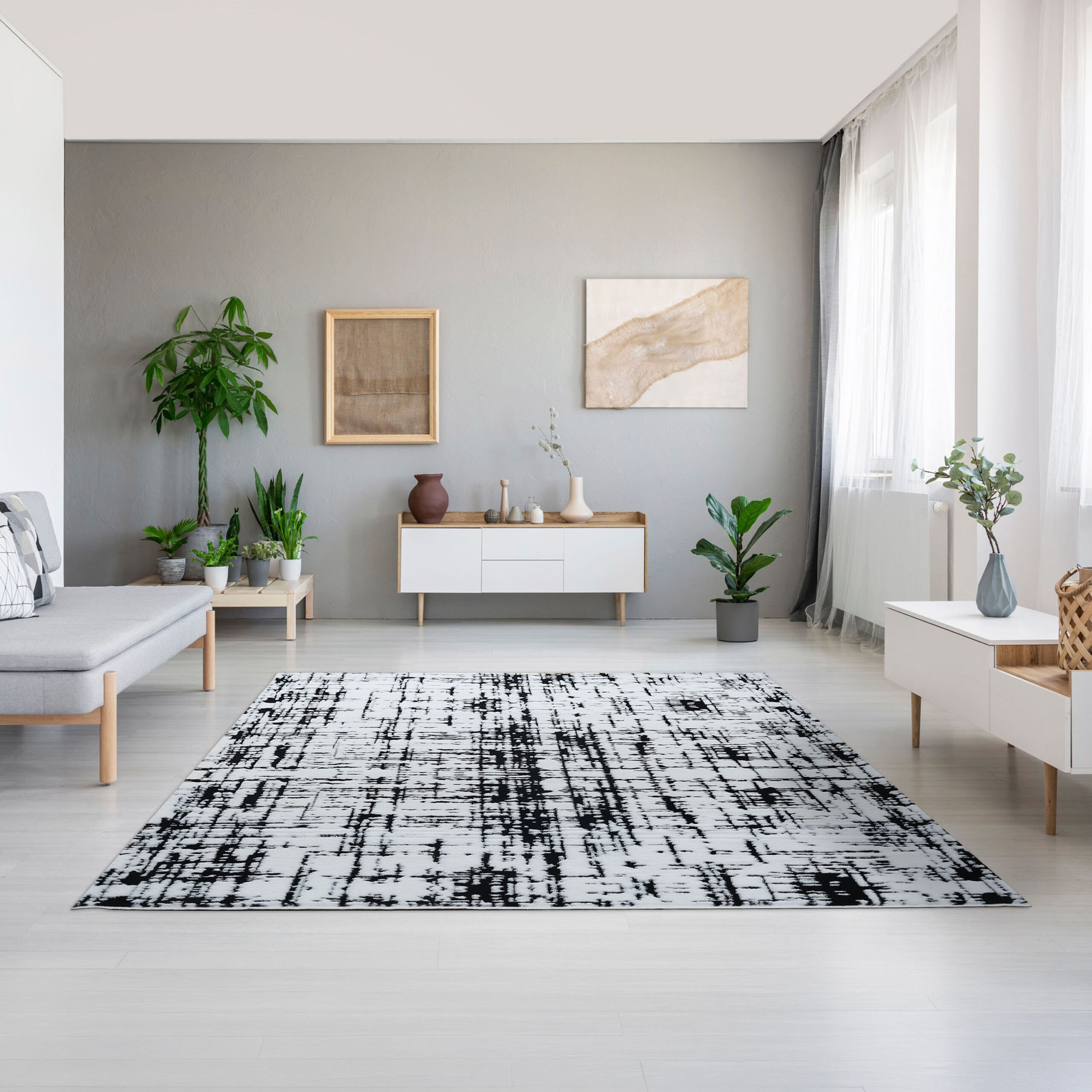 Timmy Mono Rabbit Fur Monochrome Rug - 200x300 cm