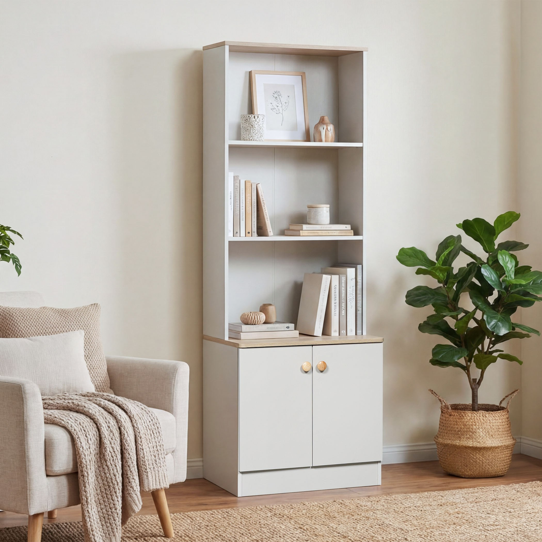 Movo Skara 2-Door Bookcase