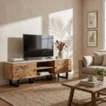 Cavon Florya 1.8 Meter Solid Wood TV Unit with Genuine Marble Top for TV up to 70 inches