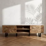 Cavon Florya 1.8 Meter Solid Wood TV Unit with Genuine Marble Top for TV up to 70 inches