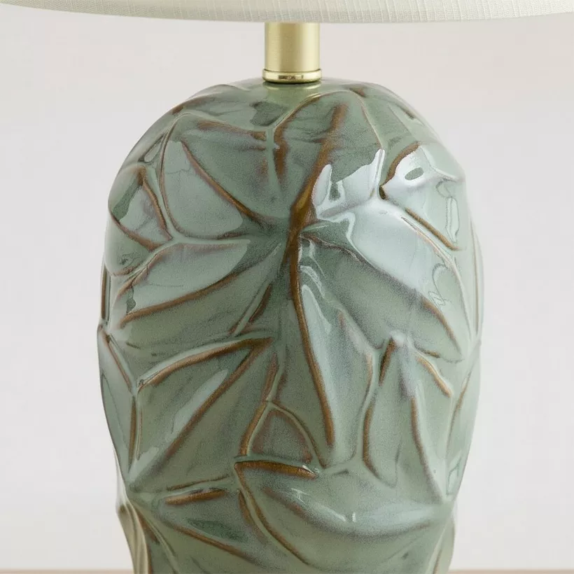 Amalfi Reactive Glazed Ceramic Table Lamp with Linen Shade - 42x25 cm - Image 5