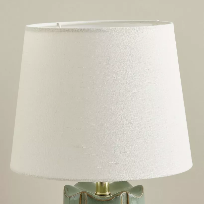 Amalfi Reactive Glazed Ceramic Table Lamp with Linen Shade - 43x25 cm - Image 4