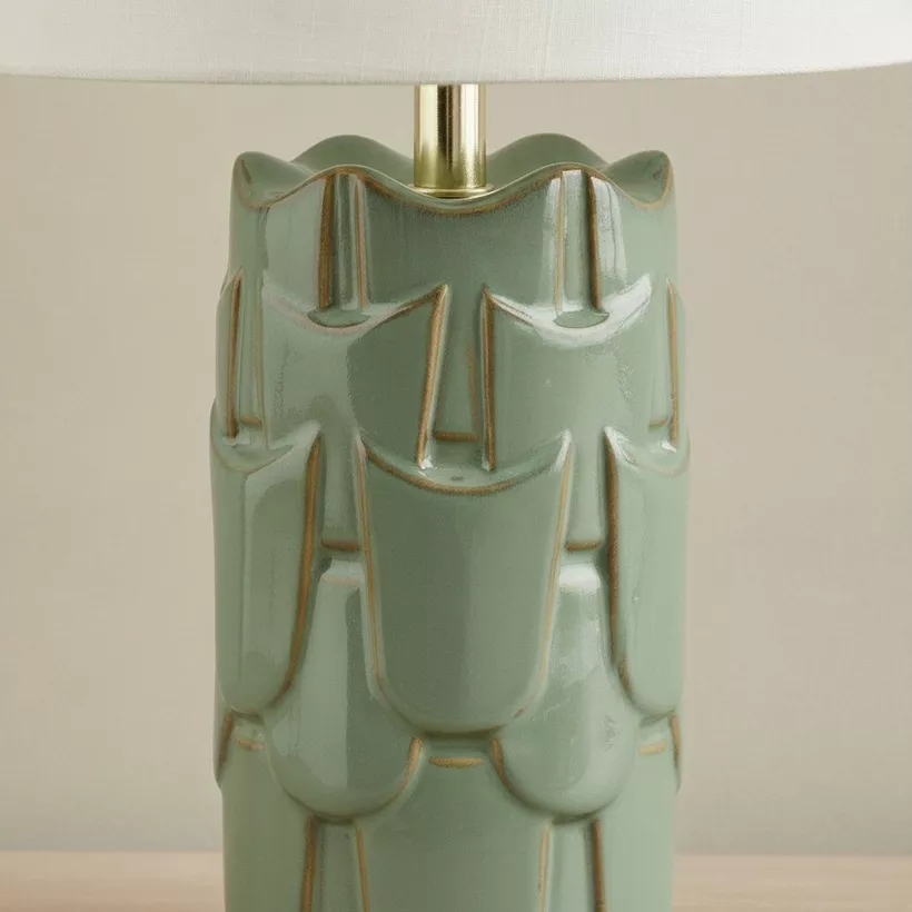 Amalfi Reactive Glazed Ceramic Table Lamp with Linen Shade - 43x25 cm - Image 5
