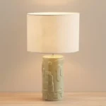 Amalfi Reactive Glazed Ceramic Table Lamp with Linen Shade - 50.5x30 cm