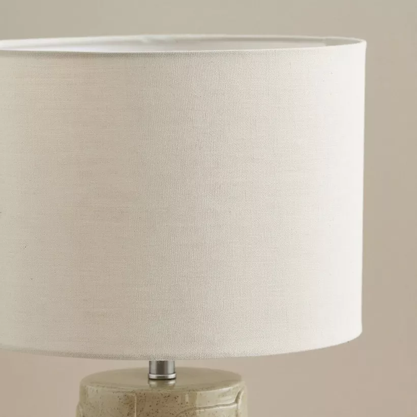 Amalfi Reactive Glazed Ceramic Table Lamp with Linen Shade - 50.5x30 cm - Image 4