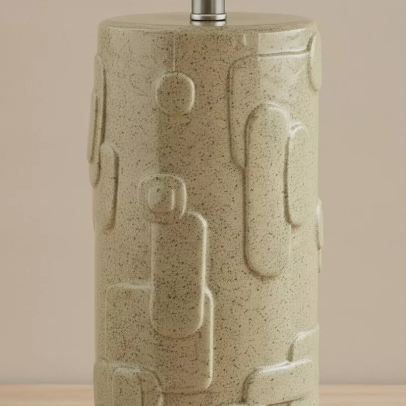 Amalfi Reactive Glazed Ceramic Table Lamp with Linen Shade - 50.5x30 cm - Image 5