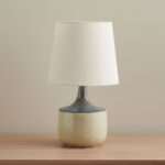 Amalfi Reactive Glazed Ceramic Table Lamp with Linen Shade - 47.5x28 cm
