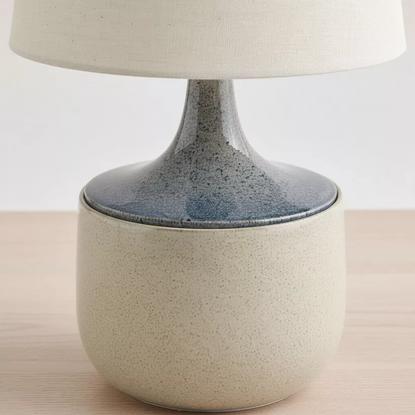 Amalfi Reactive Glazed Ceramic Table Lamp with Linen Shade - 47.5x28 cm - Image 5
