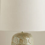 Amalfi Reactive Glazed Ceramic Table Lamp with Linen Shade - 59x38 cm