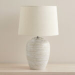 Amalfi Reactive Glazed Ceramic Table Lamp with Linen Shade - 62x40 cm