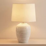 Amalfi Reactive Glazed Ceramic Table Lamp with Linen Shade - 62x40 cm