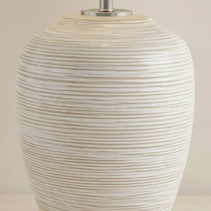 Amalfi Reactive Glazed Ceramic Table Lamp with Linen Shade - 62x40 cm - Image 5