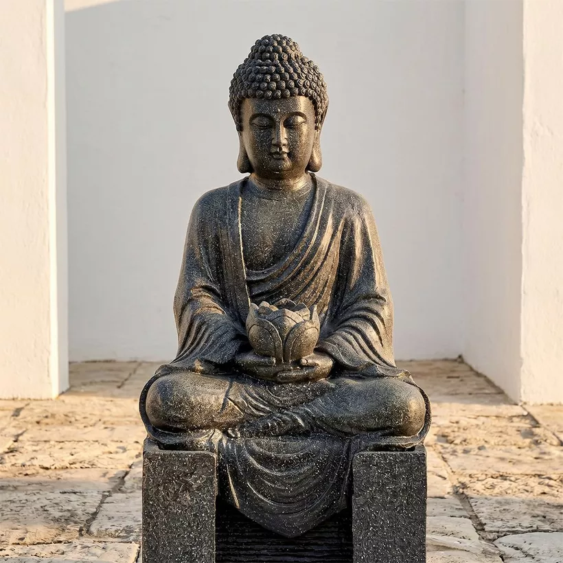 Adele Divine Buddha Outdoor Fountain - 32x25x108 cm - Image 5