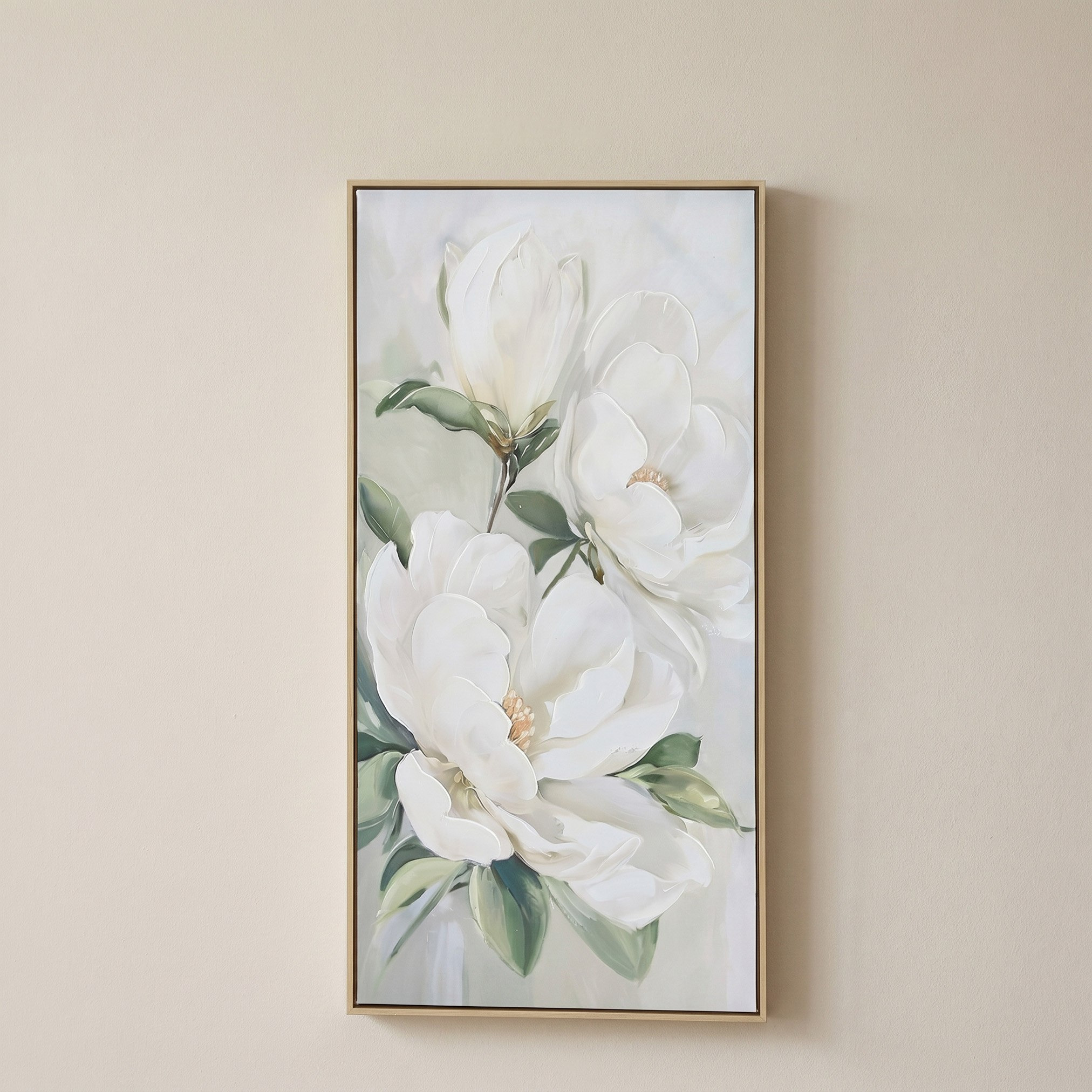 Orson Three Peony 60% Hand-Painted Framed Picture - 50x100 cm