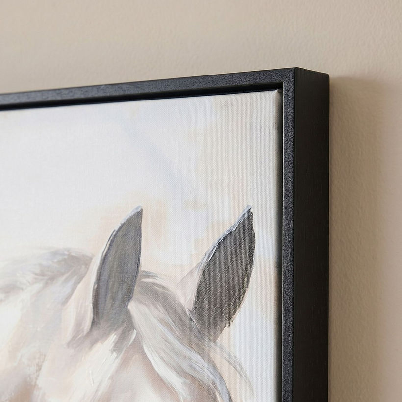 Orson White Horse 60% Hand-Painted Framed Picture - 50x100 cm - Image 3