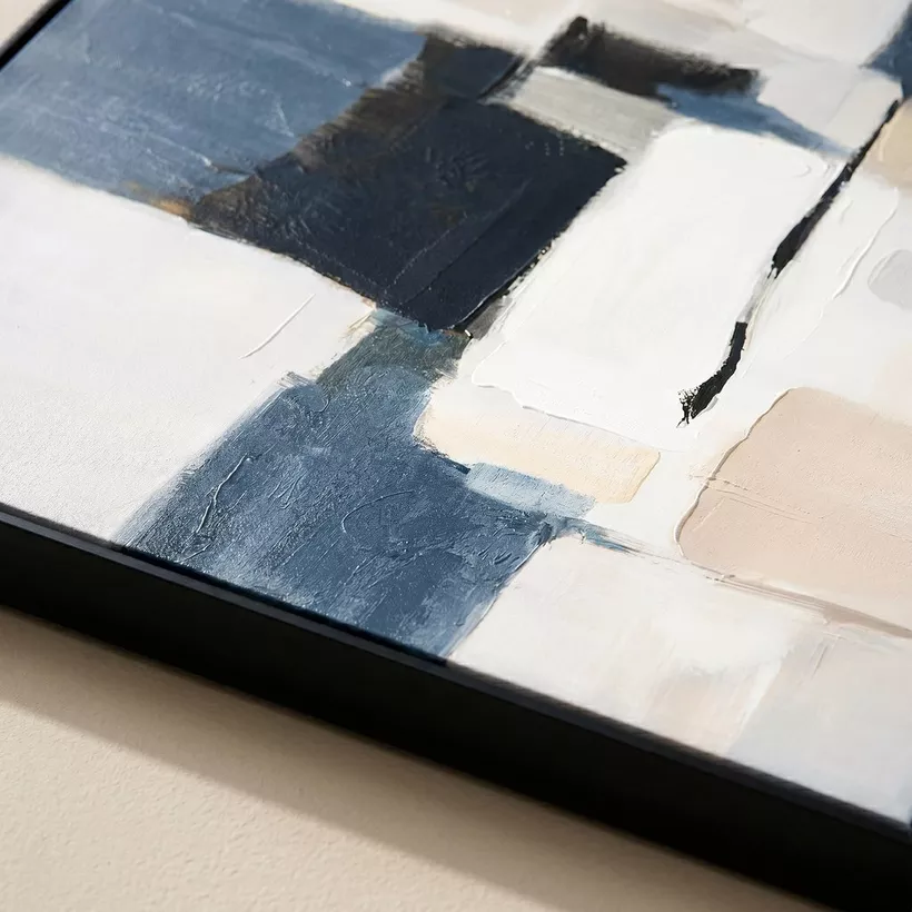 Orson Abstract Blocks 60% Hand Painted Framed Picture - 80x120 cm - Image 3