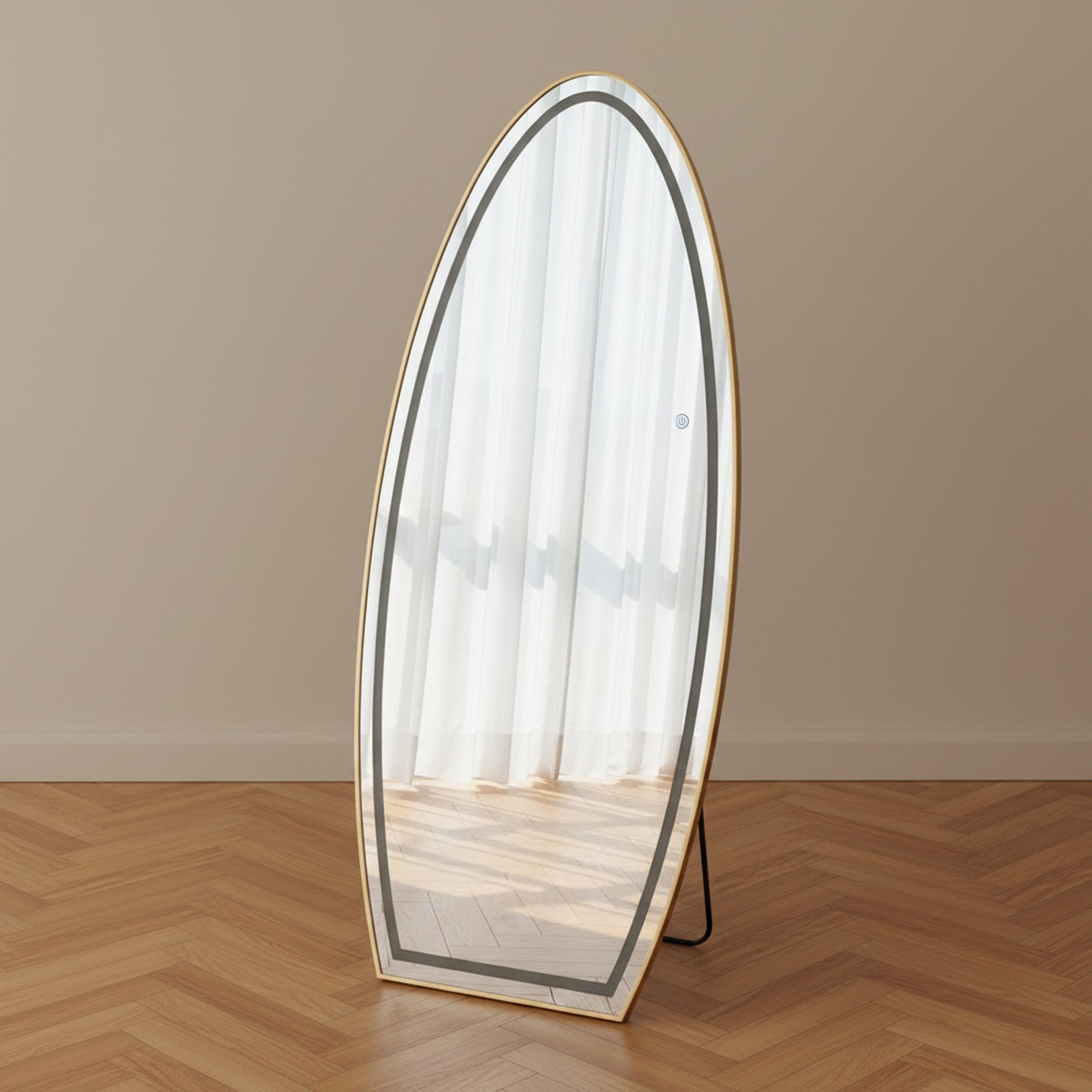 Reda Gilt LED Touch Switch 3 Light Colors Mirror with Stand - 70x160 cm