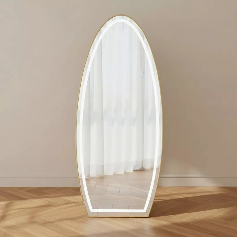 Reda Gilt LED Touch Switch 3 Light Colors Mirror with Stand - 70x160 cm - Image 4