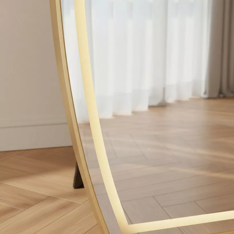 Reda Gilt LED Touch Switch 3 Light Colors Mirror with Stand - 70x160 cm - Image 5