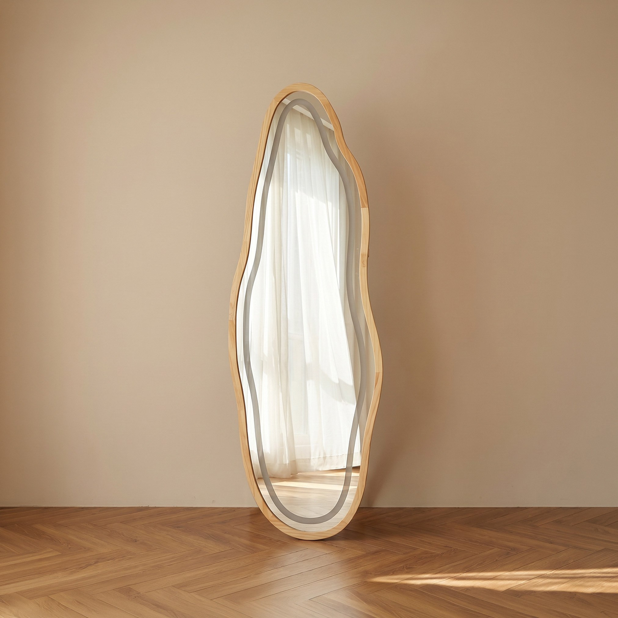 Reda Glit LED Pinewood Standing Mirror - 60x180 cm