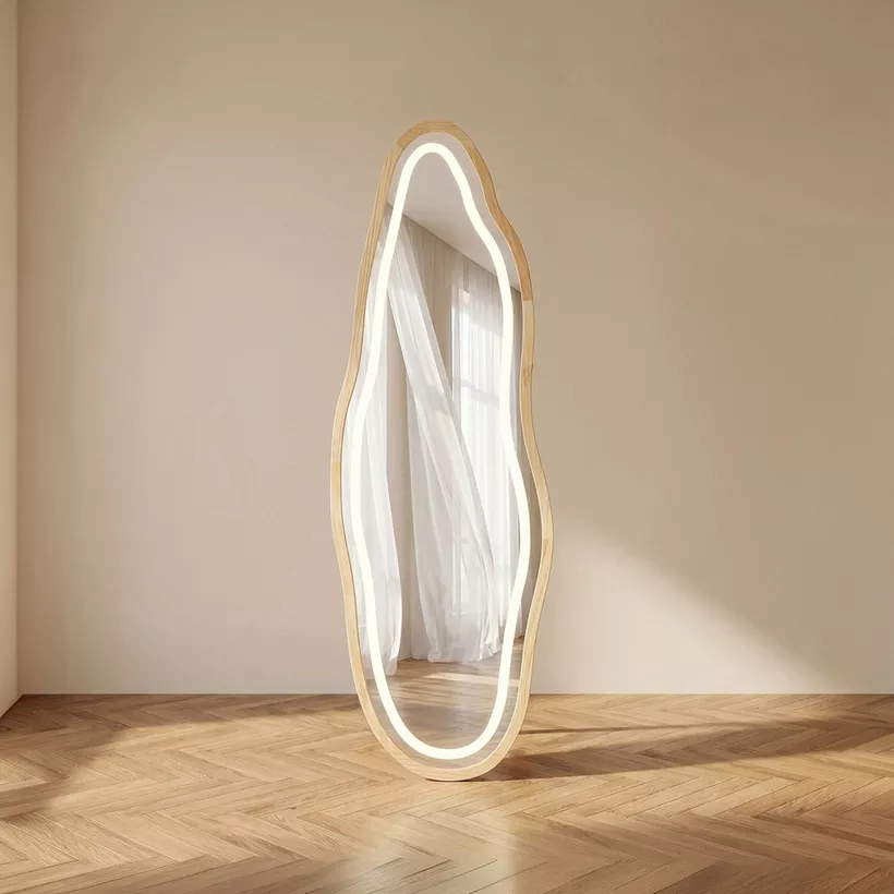 Reda Glit LED Pinewood Standing Mirror - 60x180 cm - Image 5