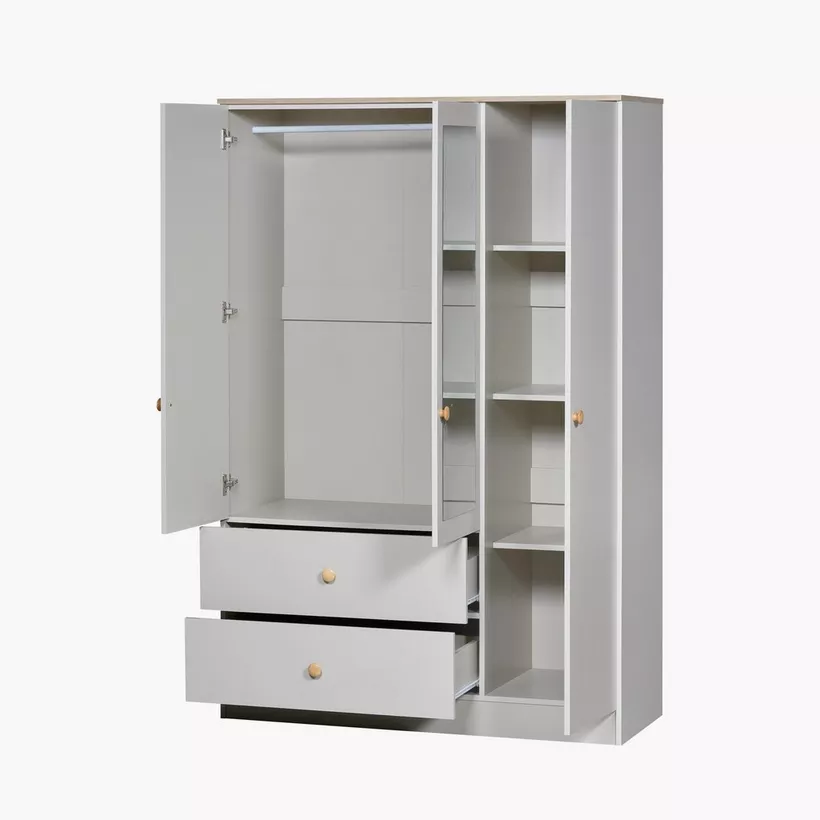 Movo Skara 3-Door Wardrobe with 2 Drawers - Image 3