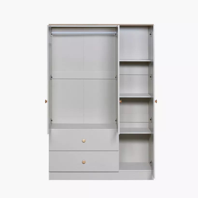 Movo Skara 3-Door Wardrobe with 2 Drawers - Image 6