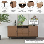 Wilson 2-Sliding Door 3-Drawer Sideboard High TV Stand for TVs up to 70 inches
