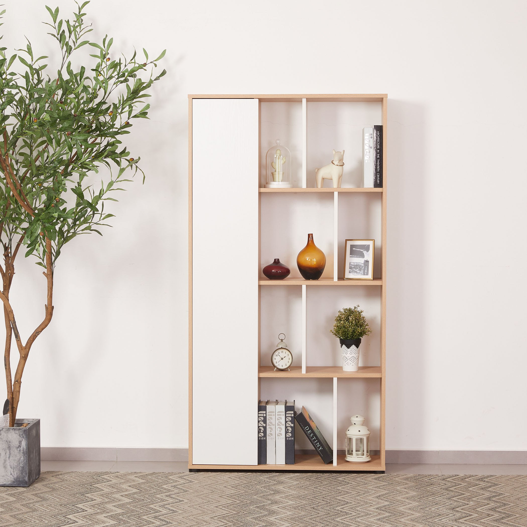 Modulix Bastian 4-Tier Bookcase with Door