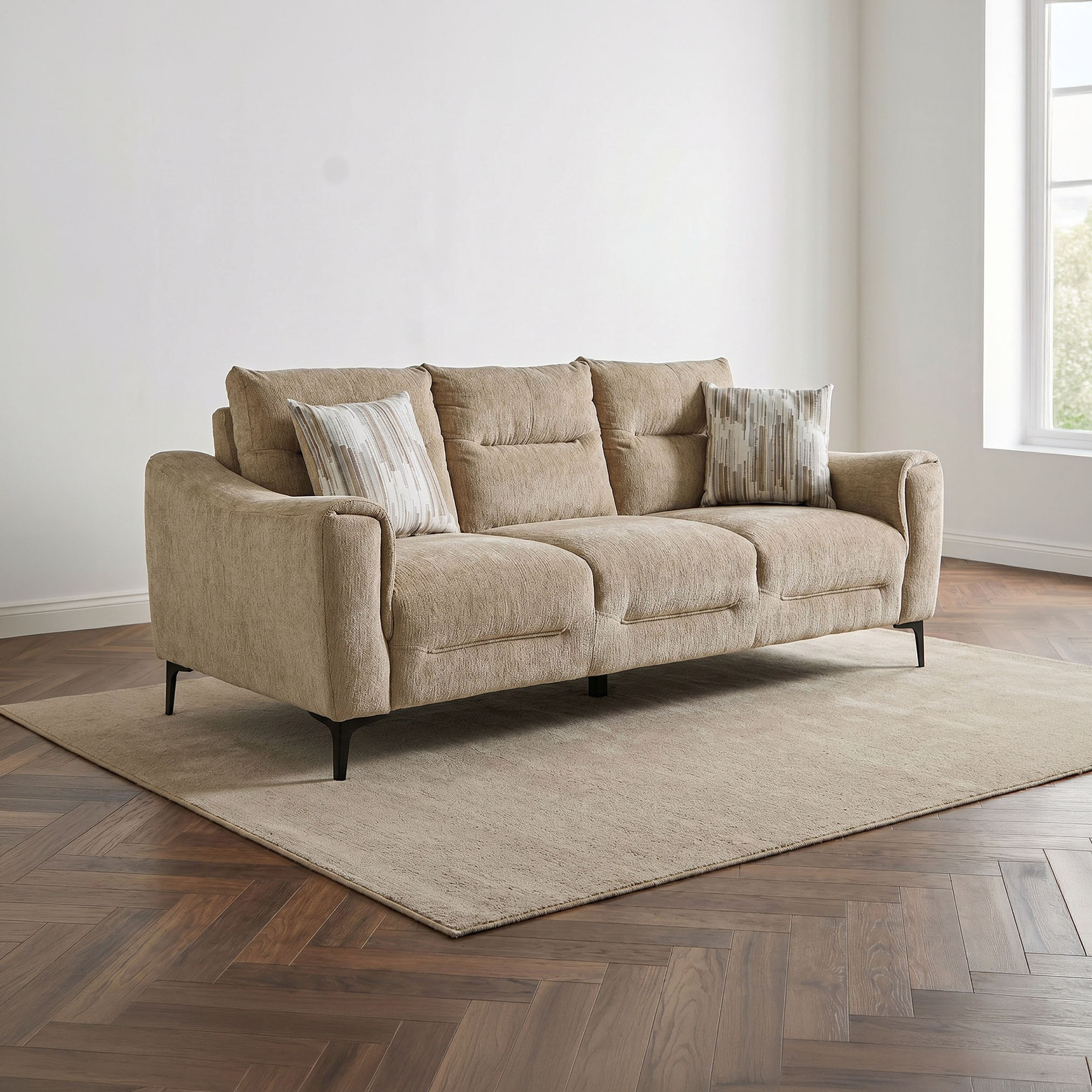 Antigo 3-Seater Fabric Sofa with 2 Cushions