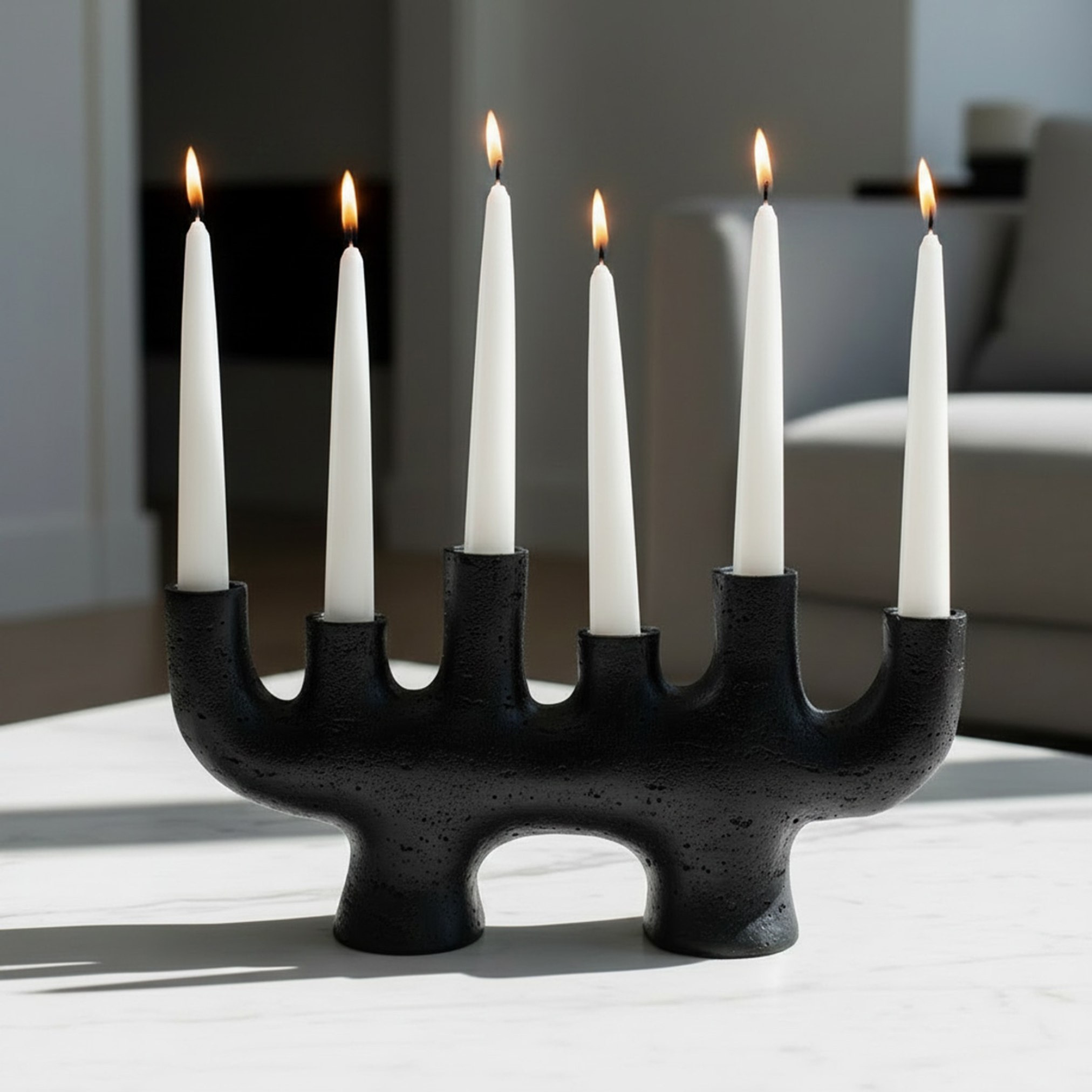 Whyton Saga Decor Polyresin Multi-Arm Taper Candleholder - 39x9.5x19 cm