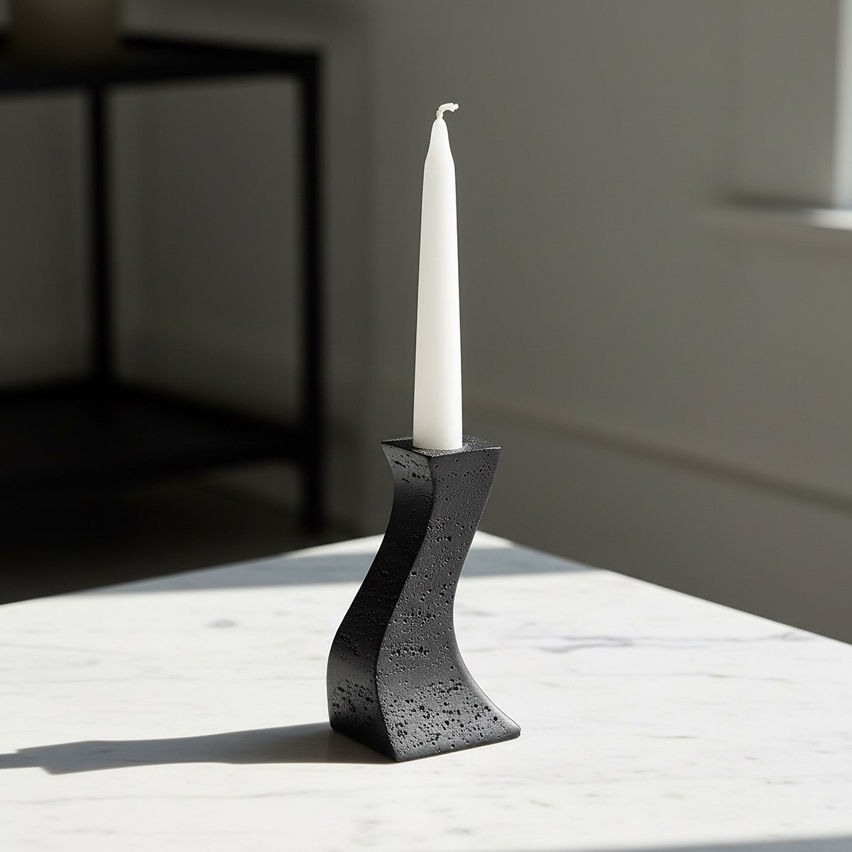 Whyton Saga Decor Polyresin Taper Candleholder - 8.5x6.5x15.5 cm