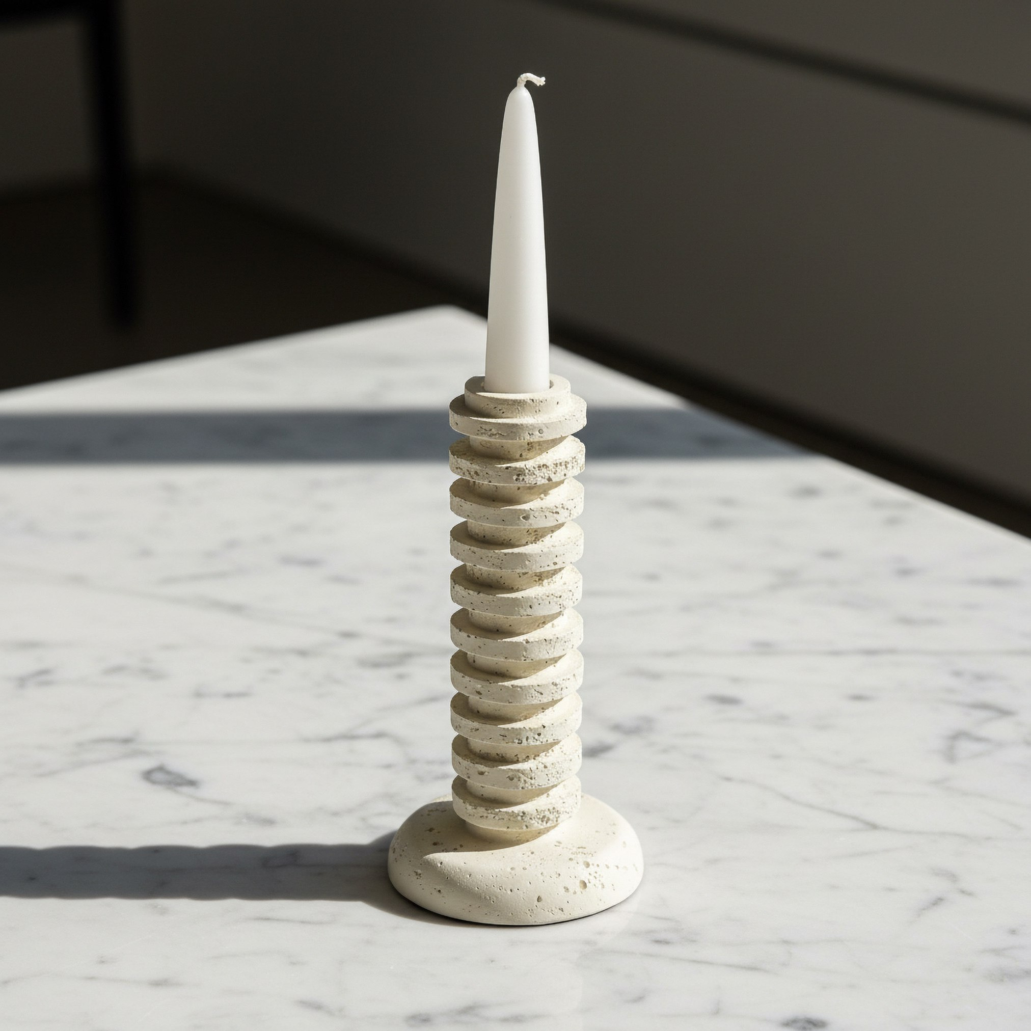 Whyton Saga Decor Polyresin Taper Candleholder - 9.5x9.5x19.5 cm
