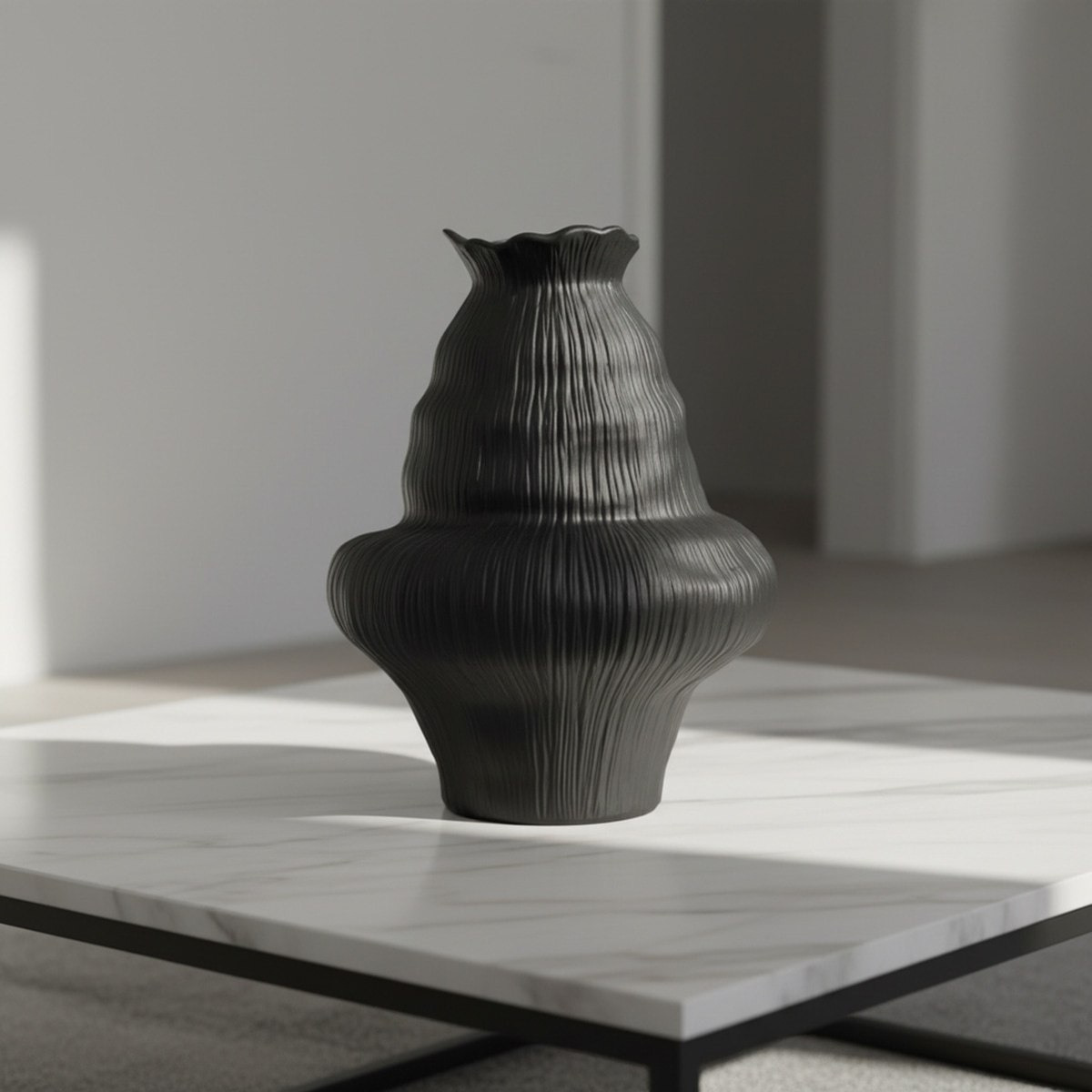 Sansa Truffle Decorative Ceramic Textured Vase - 23.5x23.5x30.5 cm